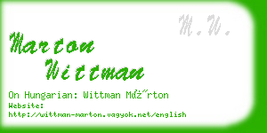 marton wittman business card
